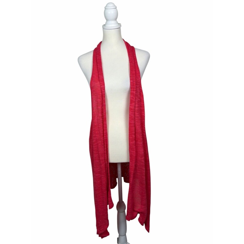 Deb Vintage Y2K Pink Crochet Lace Waterfall Vest Cardigan Open Front Size 3X